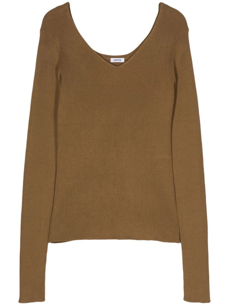  Aspesi V-neck Ribbed-knit Jumper - Green 