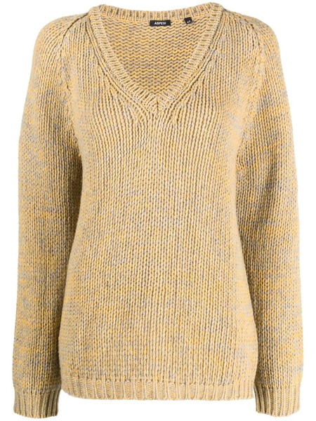  Aspesi Virgin Wool V-neck Jumper - Yellow 