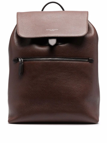  Aspinal Of London Reporter Grained-effect Backpack - Brown 