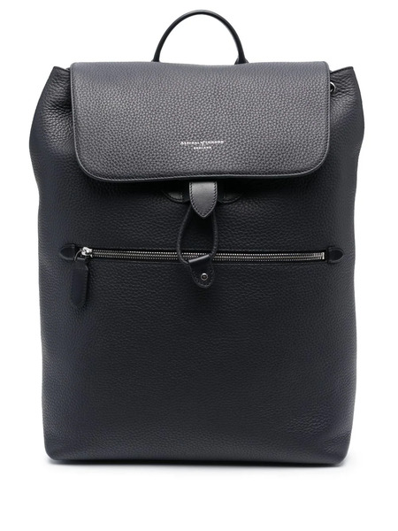  Aspinal Of London Reporter Grained-leather Backpack - Blue 