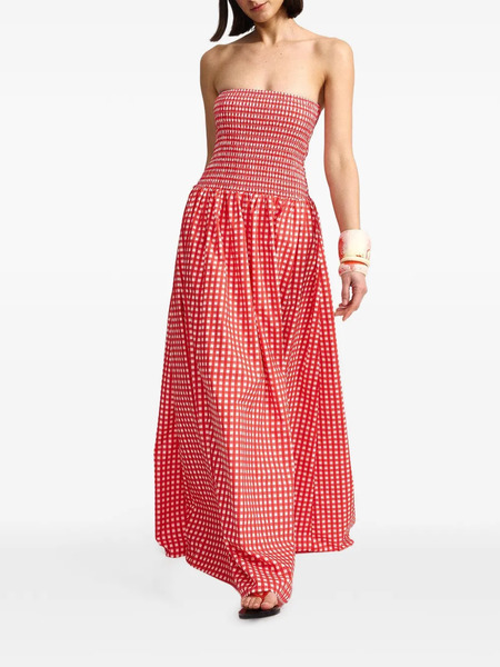  Aston Studio Layla Gingham Smocked Maxi Dress - Red 