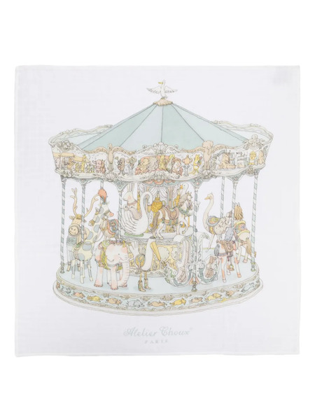  Atelier Choux Carousel-print Blanket - Neutrals 