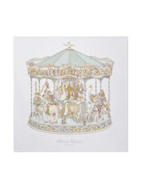  Atelier Choux Carousel-print Cotton Blanket - White 