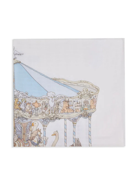  Atelier Choux Illustration-print Organic Cotton Blanket - White 