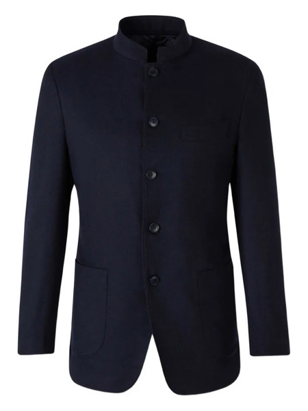  Atelier Munro Mandarin-collar Button Wool Jacket - Blue 