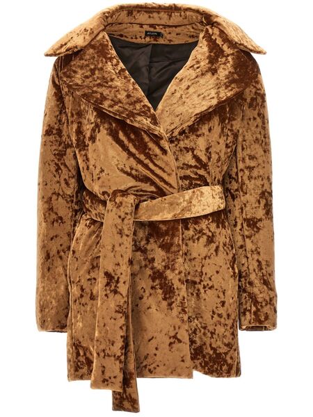  Atlein Crushed-velvet Coat - Brown 