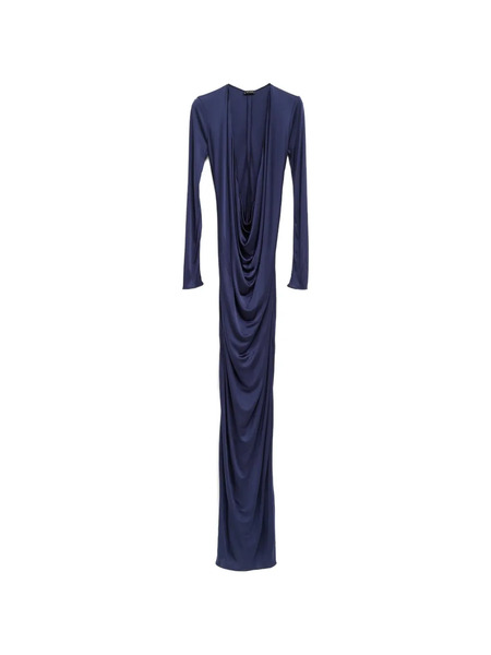  Atlein V-neck Draped Maxi Dress - Blue 