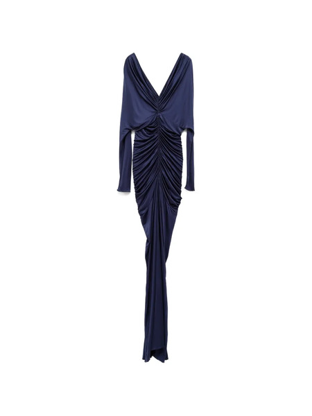  Atlein V-neck Ruched Gown - Blue 