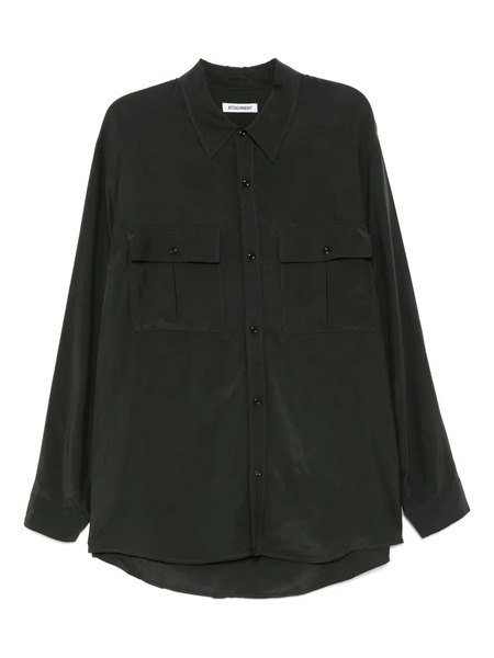  Attachment Fibril Taffeta Patch Pocket Shirt - Green 