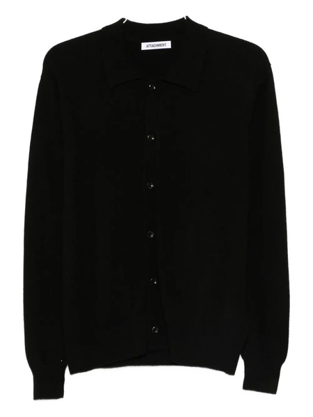  Attachment Polo-collar Cardigan - Black 
