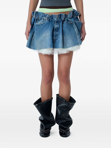  August Barron Ruched Mini Skirt - Blue 