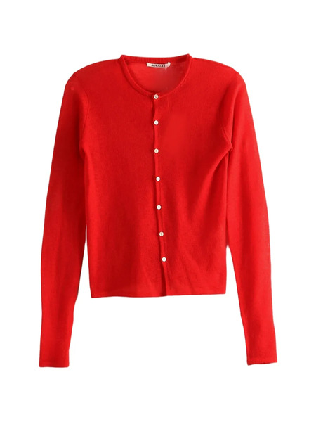  Auralee Buttoned Cardigan - Red 