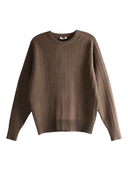  Auralee Cable-knit Crew-neck Sweater - Brown 