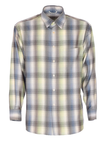  Auralee Checked Wool Shirt - Blue 