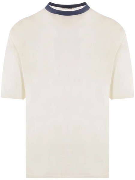  Auralee Contrasting-collar Short-sleeved T-shirt - Neutrals 