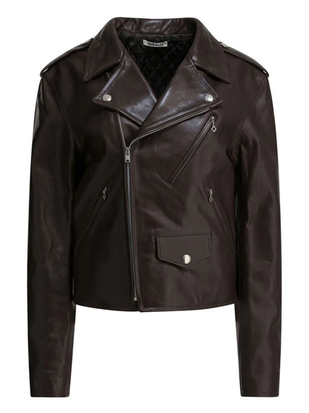  Auralee Leather Biker Jacket - Brown 