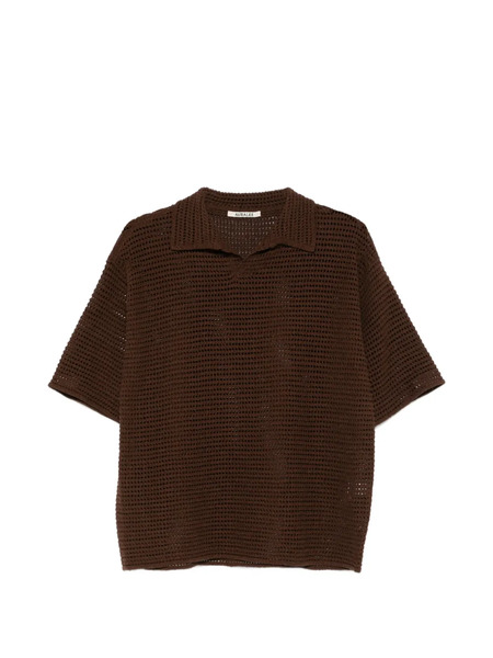  Auralee Perforated-knit T-shirt - Brown 