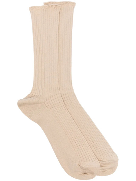  Auralee Ribbed-knit Socks - Neutrals 