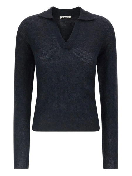  Auralee Skipper Polo Sweater - Black 