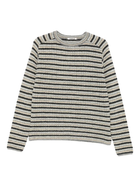  Auralee Stripe-pattern Sweater - Grey 