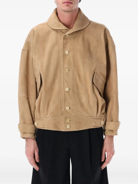  Auralee Suede Bomber Jacket - Neutrals 