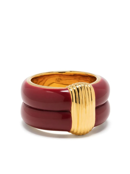  Aurelie Bidermann Katt Enamelled Finger Ring - Red 