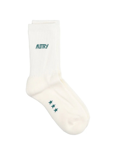  Autry Logo-embroidered Ribbed Socks - White 