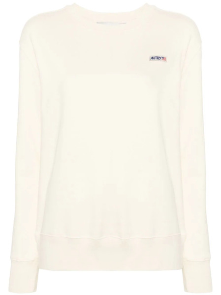  Autry Logo-patch Cotton Sweatshirt - Neutrals 