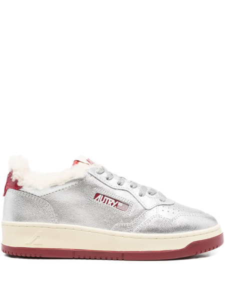  Autry Medalist Shearling Sneakers - Silver 