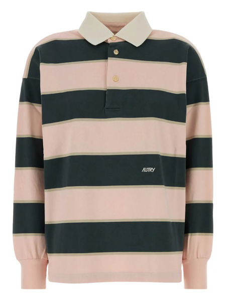  Autry Striped-pattern Polo Top - Pink 