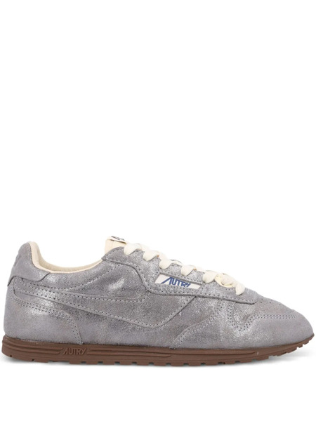  Autry Windspin Metallic Leather Sneakers - Silver 