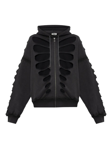  Avavav Shoulderless Cut-out Hoodie - Grey 