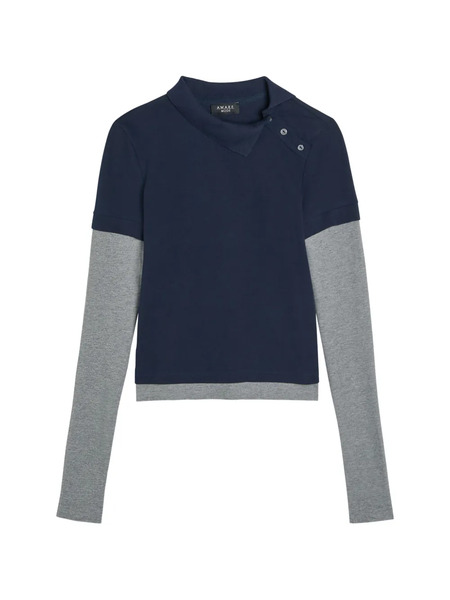  A.w.a.k.e. Mode Asymmetric Polo Shirt - Blue 