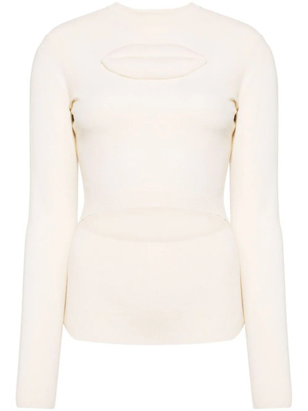  A.w.a.k.e. Mode Lip-appliqué Knitted Top - Neutrals 