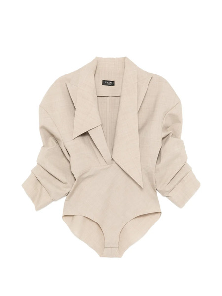  A.w.a.k.e. Mode Shirt-collar Tailored Bodysuit - Neutrals 