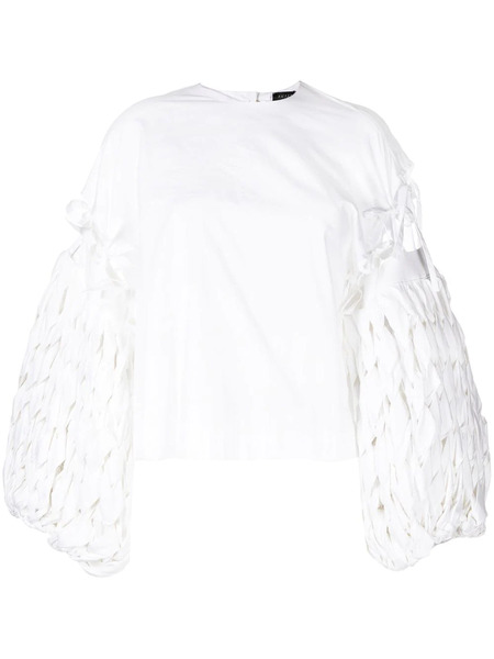  A.w.a.k.e. Mode Woven Puff-sleeve Blouse - White 