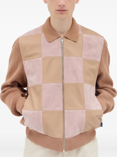  Awake Ny Knitted-panel Suede Jacket - Brown 