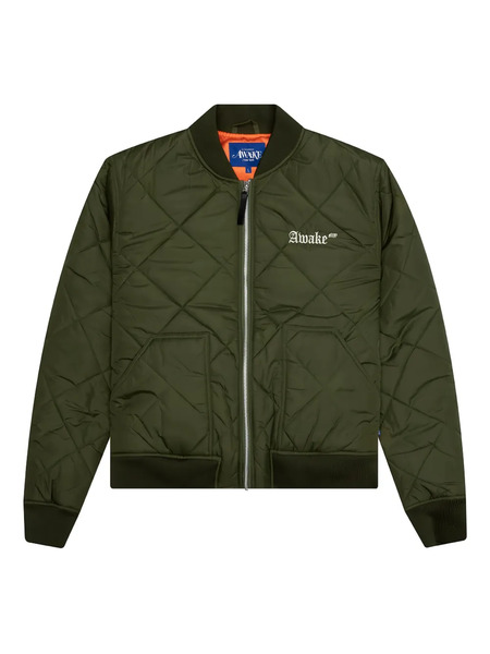  Awake Ny Logo-embroidered Quilted Bomber Jacket - Green 