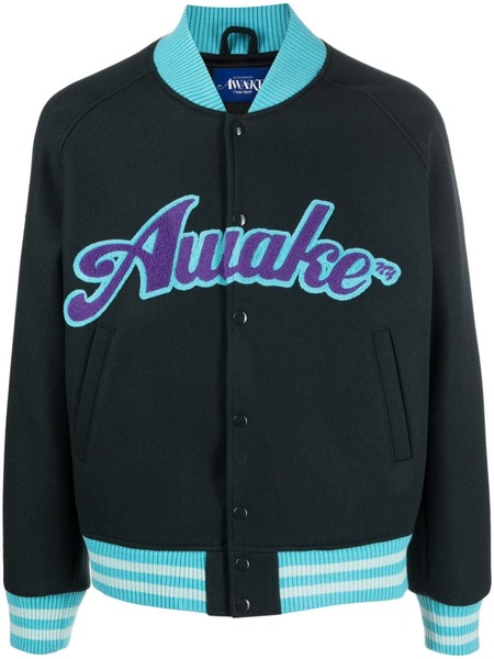  Awake Ny Logo-print Wool-blend Bomber Jacket - Blue 