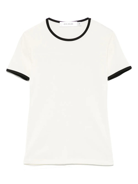  Aya Muse Contrast-trim T-shirt - Neutrals 