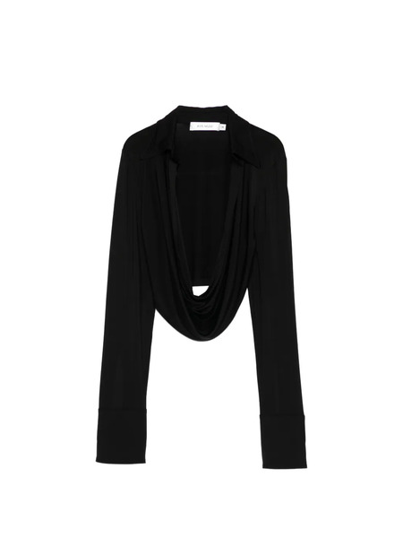 Aya Muse Draped Collared Top - Black 