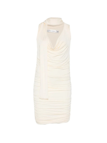  Aya Muse Draped-meckline Midi Dress - Neutrals 