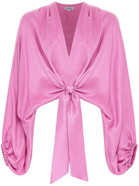  Azeeza Culhane Twisted Silk Blouse - Pink 