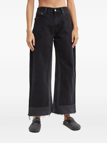 B Sides Frayed Cropped Jeans - Black 