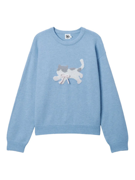  B+ab Appliqué Crew-neck Sweater - Blue 