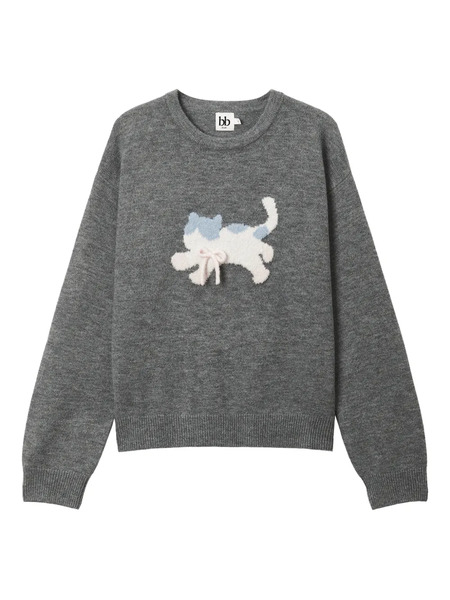  B+ab Appliqué Sweater - Grey 