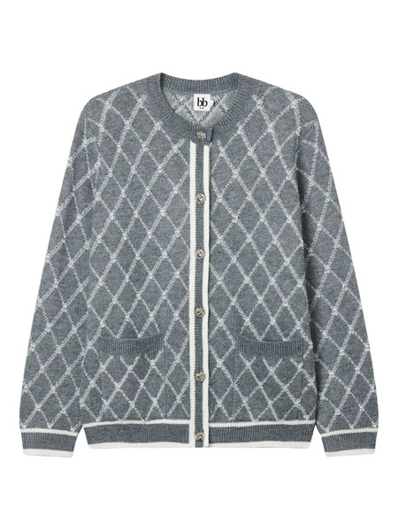  B+ab Argyle-pattern Cardigan - Grey 