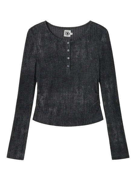  B+ab Button-down Ribbed Top - Grey 