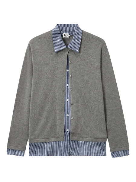  B+ab Button-front Layered Cardigan - Grey 