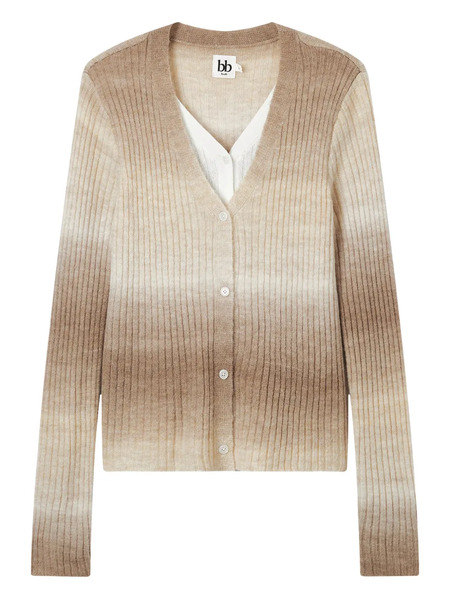  B+ab Button Ribbed Cardigan - Neutrals 